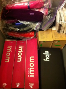 Storage Tub Full of Sex Toys and Packaging